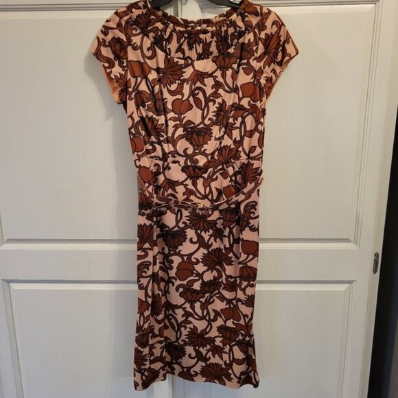 Vintage Sears Belted Sheath Dress with Lovely Brown Pattern - Picture 1 of 14